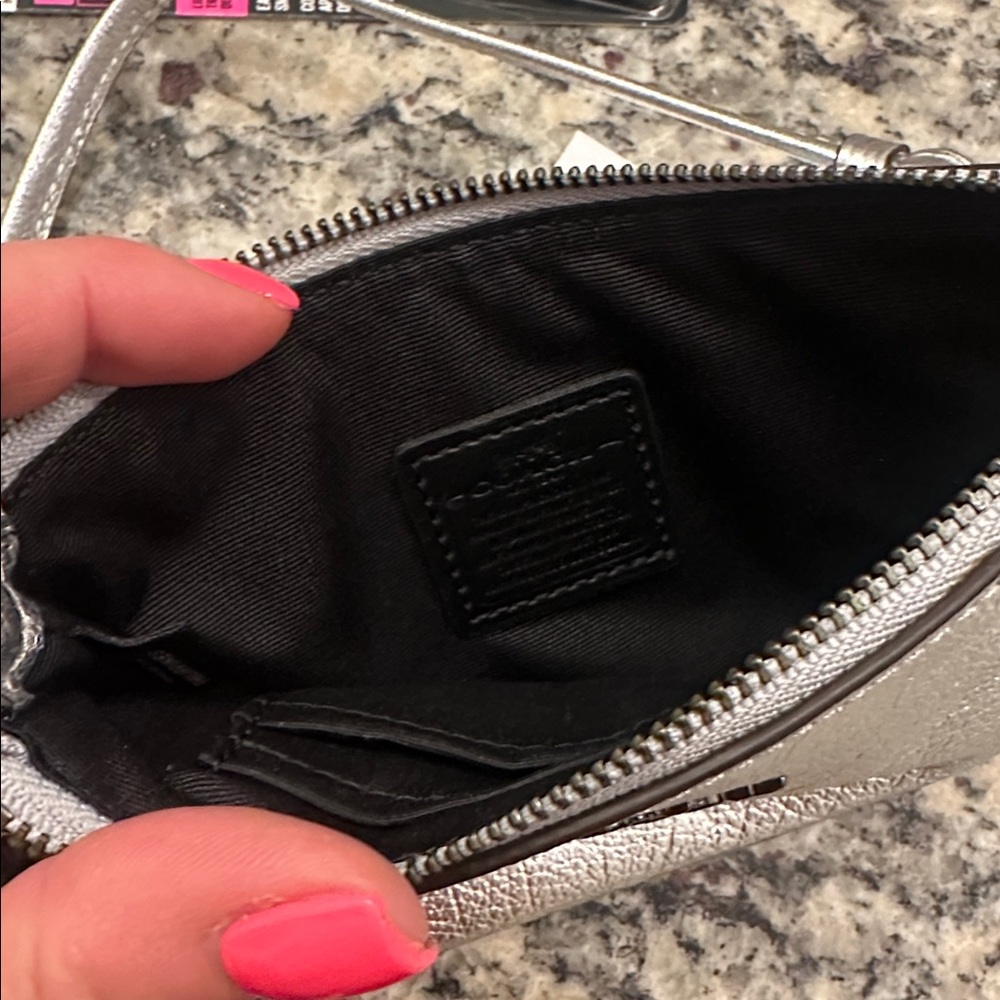 Coach Metallic Silver Wristlet - Picture 2 of 4